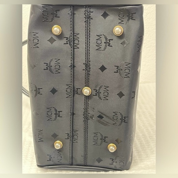 MCM Black Satchel with Gold Accents - Picture 9 of 13